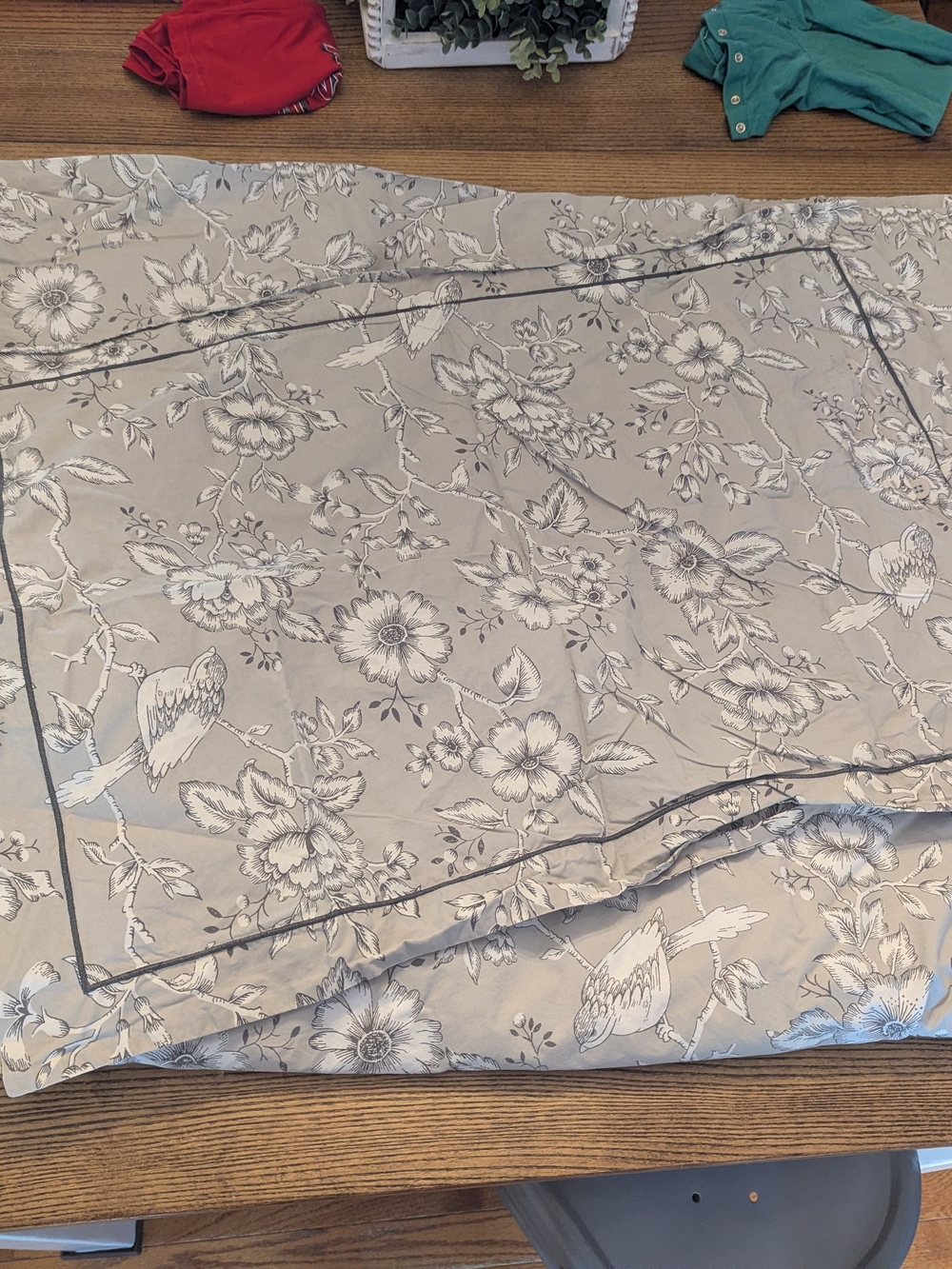 EUC Ikea Queen Praktbracka Bird Floral Neutral Button Duvet Cover 2 Shams